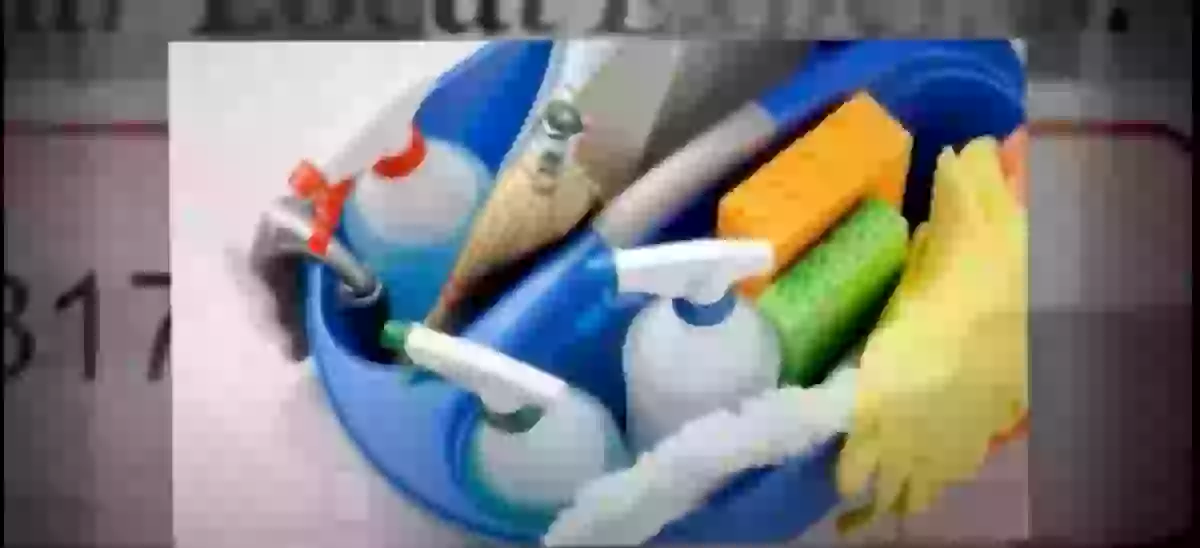 products in a bucket for affordable office cleaning service