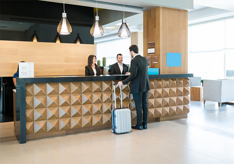 commercial cleaning of front desk at hotel