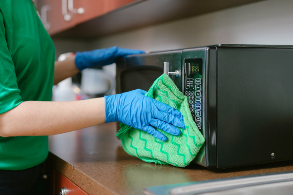 commercial cleaning professional cleaning break room microwave