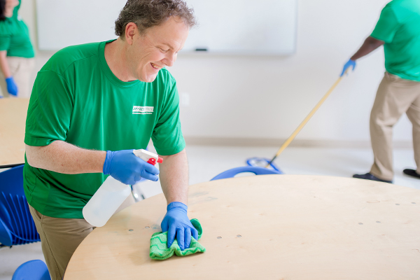 professional cleaning of school table