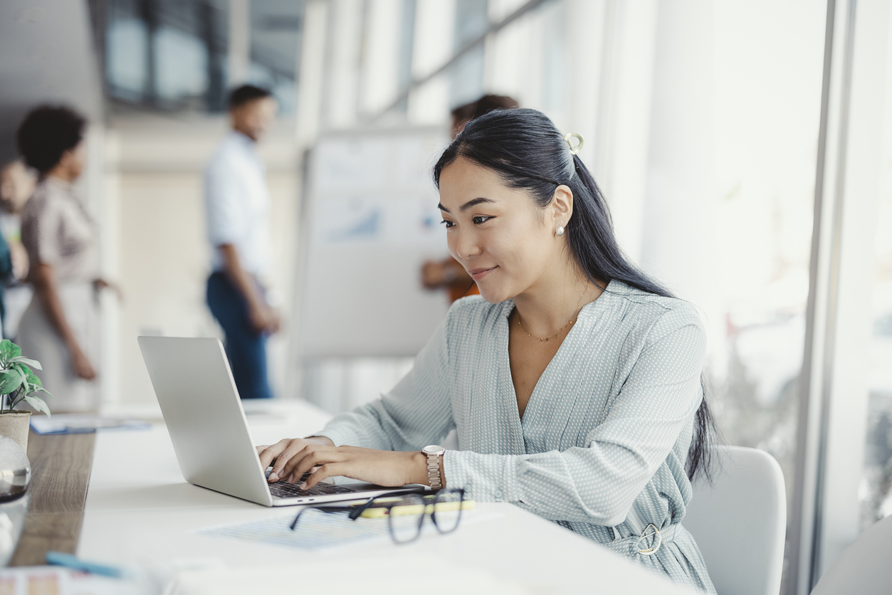Woman back at office working